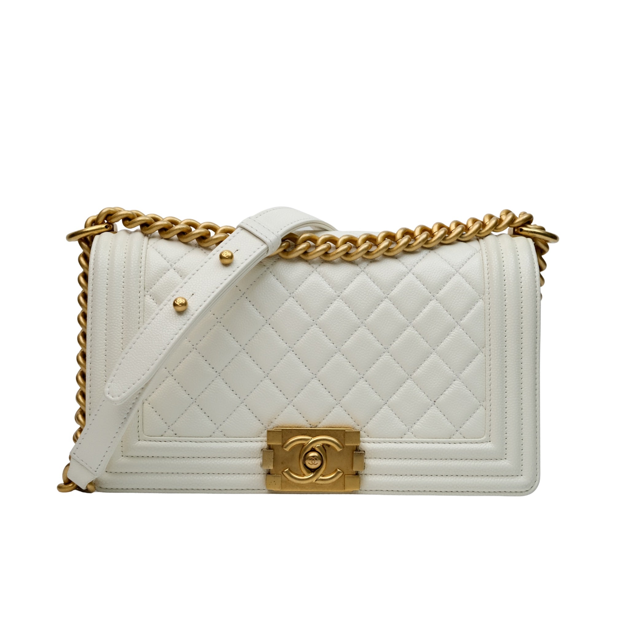 Chanel Le Boy Old Medium White (MICROCHIP) - Main Image