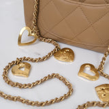 Chanel Mini Flap Quilted Heart Charm Dark Beige GHW