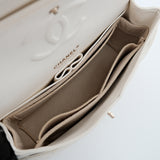 Chanel Double Flap Medium Caviar White GHW - s27