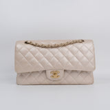 Chanel Double Flap Pearly Beige Medium -s16