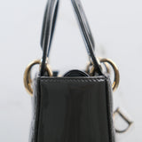 Dior Lady Dior Small Patent Dark Gray