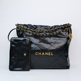 Chanel 22 Medium Black Shiny Calfskin - (MICROCHIP)