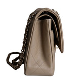 Chanel Double Flap Medium Dark Beige GHW - (MICROCHIP)