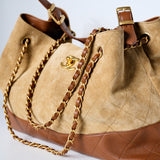 Chanel Coco Base Medium Caramel Suede Hobo Bag