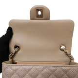 Chanel Mini Rectangle Raffia Dark Beige GHW