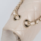 Chanel Double Flap Pearly Beige Medium -s16