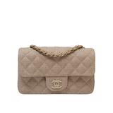 Chanel Mini Rectangle Raffia Dark Beige GHW