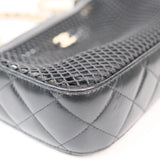 Chanel 2025SS Mesh & Shiny Lambskin Clutch with Chain
