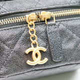 Chanel Black Micro Caviar Vanity Case with Chain - s31