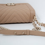 Chanel Chevron Le Boy Old Medium Dark Beige GHW