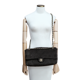 Chanel Maxi Flap Suede Dark Brown GHW - (MICROCHIP)