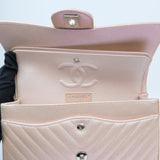Chanel Double Flap Medium Chevron Iridescent Beige SHW - s24