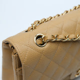 Chanel Double Flap Medium Dark Beige Vintage GHW -s8