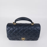 Chanel Mini Rec Top Handle Dark Navy - (MICROCHIP)