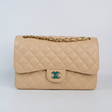 Chanel Beige Double Flap Jumbo Beige Clair -s17