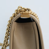 Chanel Chevron Le Boy Dark Beige - S25