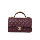 Chanel Mini Rec Top Handle Burgundy GHW - (MICROCHIP)