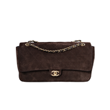 Chanel Maxi Flap 32CM Suede Dark Brown GHW