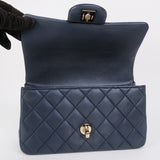 Chanel Mini Rec Top Handle Dark Navy - (MICROCHIP)