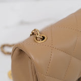 Chanel Mini Flap Quilted Heart Charm Dark Beige GHW