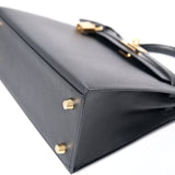 Hermes Kelly 25 Sellier Epsom Noir GHW - U