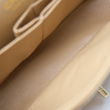 Chanel Double Flap Medium Dark Beige Vintage GHW -s8