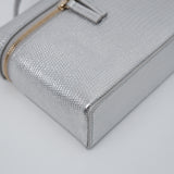 Chanel Slim Long Vanity Silver Metallic Lizard Embossed GHW