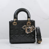 Dior Lady Dior Small Patent Dark Gray