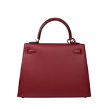 Hermes Kelly 25 Rouge Grenat Sellier GHW - U