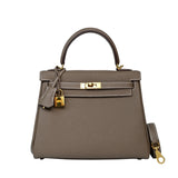 HOLD | Hermes Kelly 25 Togo Etoupe GHW - U