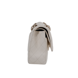 Chanel Double Flap Medium Caviar White GHW - s27