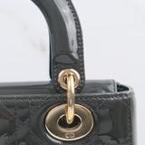 Dior Lady Dior Small Patent Dark Gray