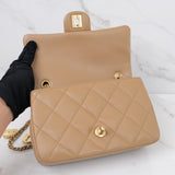 Chanel Mini Flap Quilted Heart Charm Dark Beige GHW