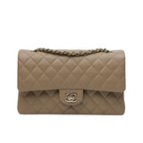 Chanel Double Flap Medium Dark Beige GHW - (MICROCHIP)