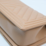 Chanel Chevron Le Boy Dark Beige LGHW - (MICROCHIP)