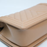 Chanel Chevron Le Boy Dark Beige LGHW - (MICROCHIP)
