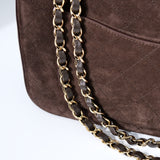 Chanel Maxi Flap 32CM Suede Dark Brown GHW