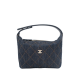 Chanel Classic Mini Hobo Pouch w/ Chain Dark Blue Denim