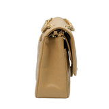 Chanel Double Flap Medium Dark Beige Vintage GHW -s8