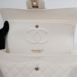 Chanel Double Flap Medium Caviar White GHW - s27