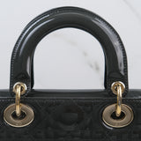 Dior Lady Dior Small Patent Dark Gray