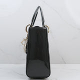 Dior Lady Dior Small Patent Dark Gray