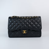 Chanel Double Flap Jumbo Black Ghw -s16