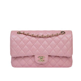 Chanel Double Flap Medium Iridescent Pink GHW - s27