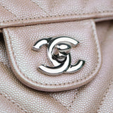 Chanel Double Flap Medium Chevron Iridescent Beige SHW - s24