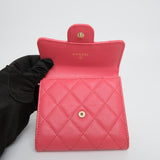 Chanel Dark Pink Trifold Wallet GHW - s22