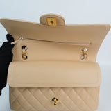 Chanel Double Flap Medium Beige Claire GHW - (MICROCHIP)