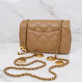 Chanel Mini Flap Quilted Heart Charm Dark Beige GHW