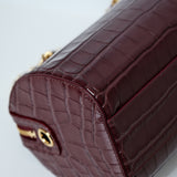 Chanel Bowling Bag Croc Burgundy