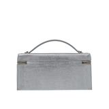 Chanel Slim Long Vanity Silver Metallic Lizard Embossed GHW